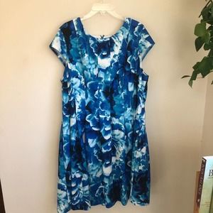 Calvin Klein floral fit & flare dress blue 22W